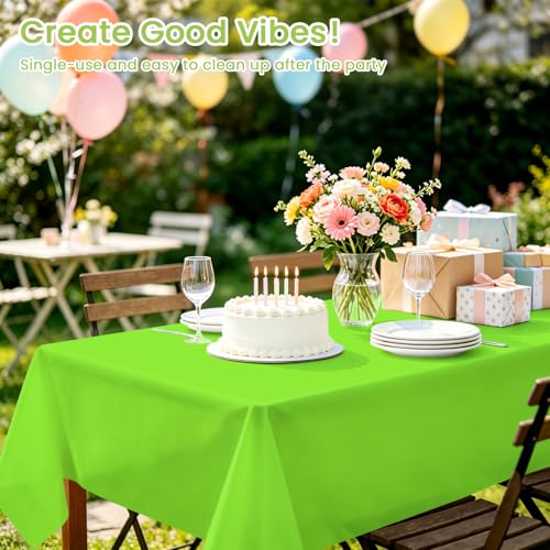 Image of Mulbozy 4 Pcs Lime Green Plastic Table Cloth Disposable, 54 x108 Inch