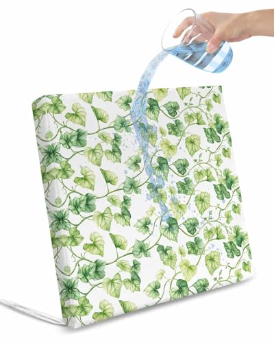 2 Pack Pastoral Leaves Waterproof Cushion Covers with Ties, Outdoor Patio Chaise Lounge Chair Seat Cushion Slip Covers Replacement(Only Cover) Spring Retro Botanical Garden Plant 20