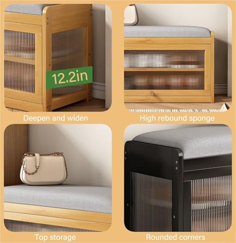 Rangement pour chaussures d'entrée compact avec coffre intégré marron - 6