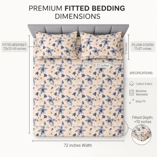 Image of VAS COLLECTIONS 240 TC Premium Double Bed Fitted Bedsheet, Soft Comfortable Stretchable Mattress Sheet with Elastic Fitted Corners, Durable Easy Care, 72 x 72 + 10 Inches (183x183+25 cm) - Pale Sand