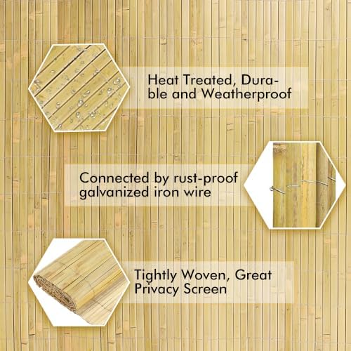 Latuxe Bamboo Slat Fence High Privacy Fence, Natural Bamboo Fencing, Decorative Fence for Backyard, Balcony, Garden, and Pool Area (6.5ft H x 13ft L) — view 3