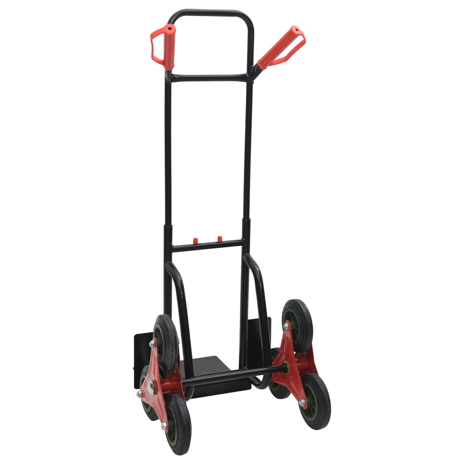 Handwagen aus Stahl schwarz und rot 64,5 x 49,5 x 114 cm ausziehbar zusammenklappbar für Transportwagen und Plattformwagen im Innen- und Außenbereich