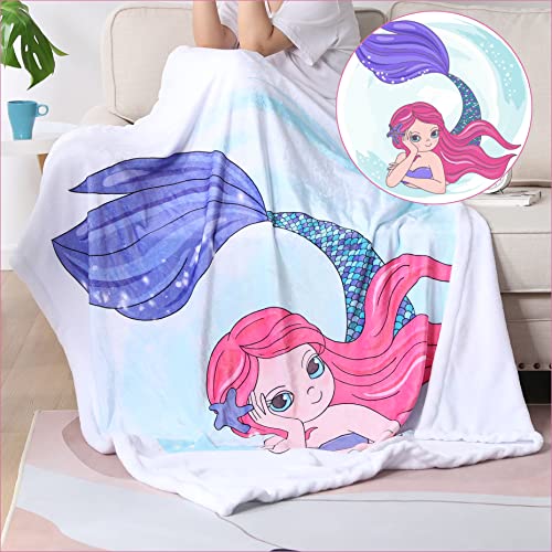 Jurllyshe Mermaid Throw Blanket Super Soft & Fuzzy Ocean Theme Blanket Cute Plush Fleece Mermaid Tail Blanket Gifts Blanket For Women Girls Everyday Use (Mermaid-4) #TOP20