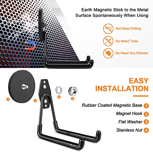 Enuoda Strong Magnetic Hooks Heavy Duty 2 Pack Large Magnet Hooks Garage Storage Hook Utility Magnet Hooks For Hanging Yard Tools Bicycle Power Tools Organizer Outdoor Indoor (D88,40Lbs) #TOP2