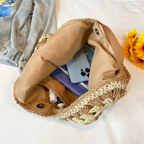 Bolso Hobo de Paja Vintage, Estilo Tejido para Verano miniatura 3