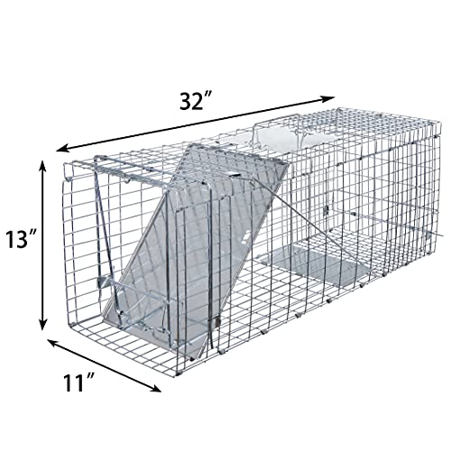 ANT MARCH Live Animal Cage Trap 32''x11.5"x13" Steel Humane Release Rodent Cage Iron Door for Rabbits, Stray Cat, Squirrel, Raccoon, Mole, Gopher, Opossum, Skunk, Chipmunks, Groundhog - Image 3