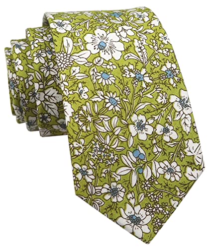 Image of Elfeves Men's Skinny Solid Color Tie Causal Cotton Linen Narrow Slim cut Necktie