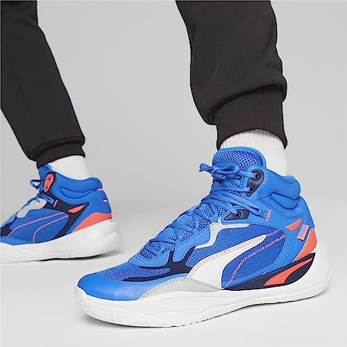 PUMA PUMA Mens Playmaker Pro Mid Basketball, PUMA Mens Black-Persian Blue-Fire Orchid-Ultra Blue, 10