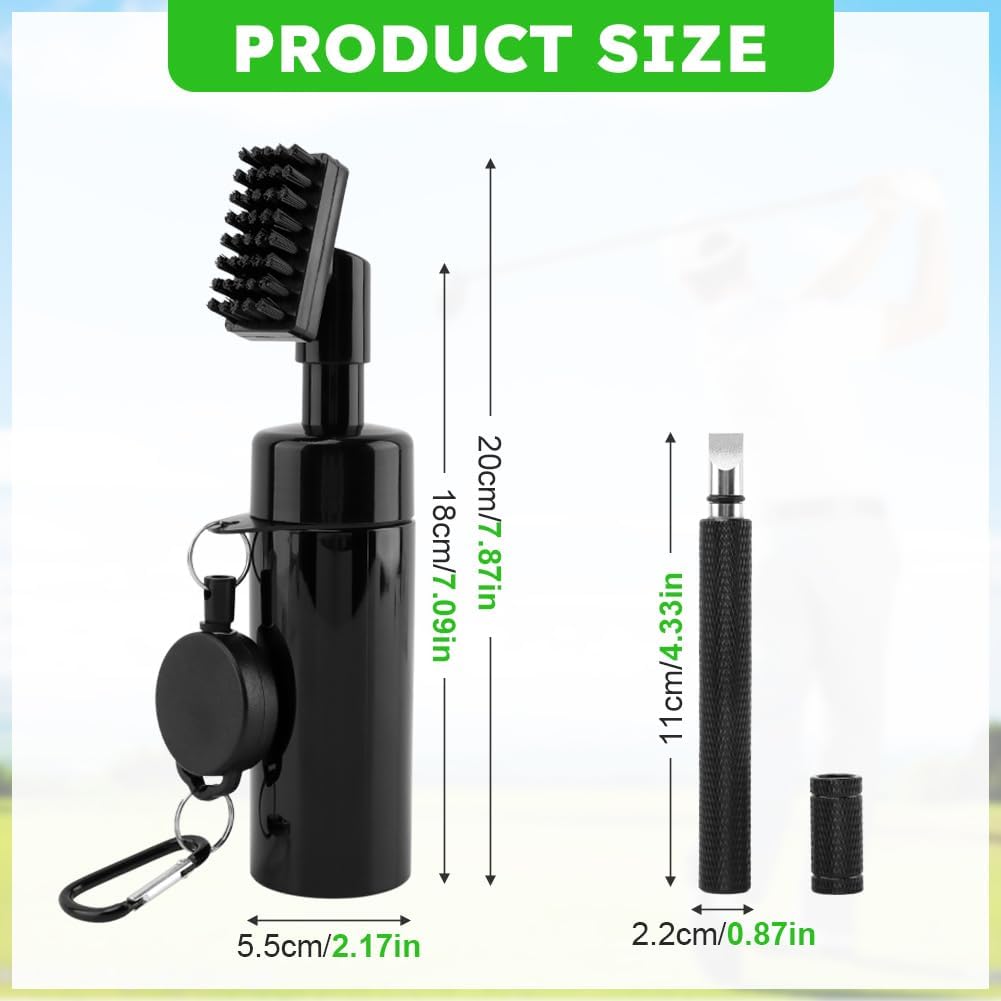 MAYIT Golf Club Brush with Golf Groove Sharpener Golf Cleaning Kit Golf Water Brush with Retractable Clip Leak-Proof Press Water Bottle Hold 5oz of Water Best Golf Gifts for Men - Image 2