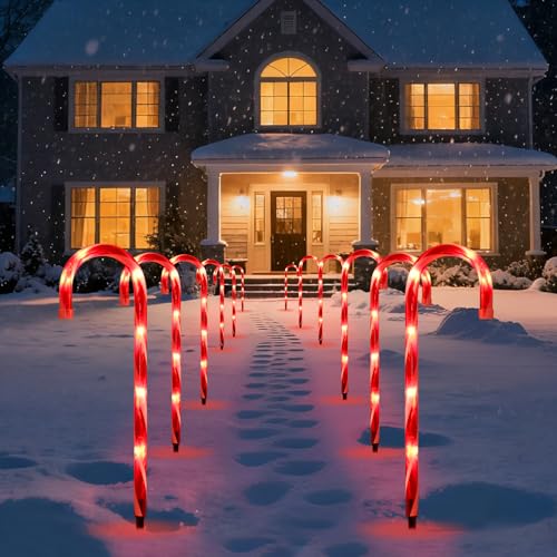 Christmas Candy Cane Lights Outdoor Pathway, 12 Pack 16