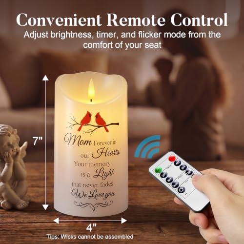 Image of Homemory Memorial Candle Bereavement Sympathy Gifts for Loss of Loved One, Real Wax LED Candle with Remote Memorial Gifts for Loss of Mother in Memory of Loved One Remembrance Gift