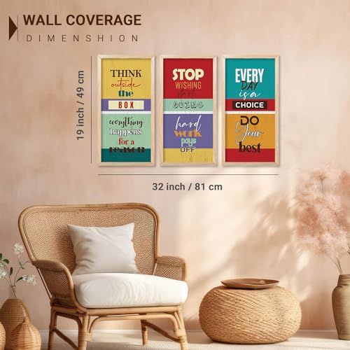 Image of kotart - Wall Hanging Paintings For Office Living Room Bedroom | Motivational Quotes Poster With Frame | Painting for wall Hanging | Quotes Wall Decor Poster With Frames Set of 3 (10x19 inch, G)