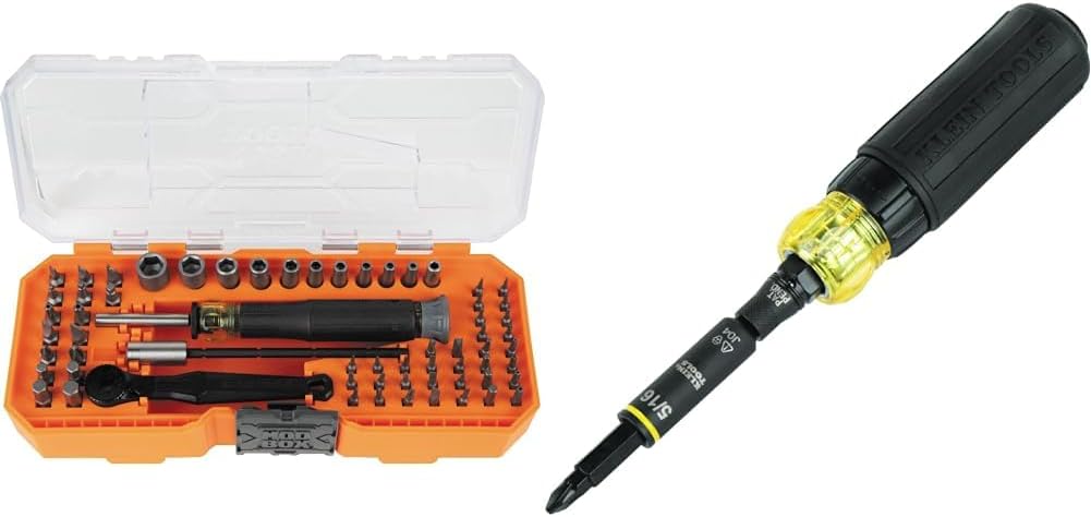 Klein Tools 64-Piece Micro-Ratchet Precision Driver Set with 11-in-1 Impact Rated Ratcheting Screwdriver/Nut Driver