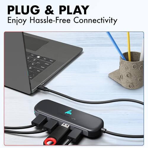 Image of Type C to 4 Port Wozoyo USB 3.2 Hub, 4XUSB 5Gbps,Data Transfer Upto 5Gbps,Plug & Play,Multiport Type C Hub with 30cm Cable,Compatible with MacBook, Laptop,Tablet, Smartphones & Type C Enabled Devices