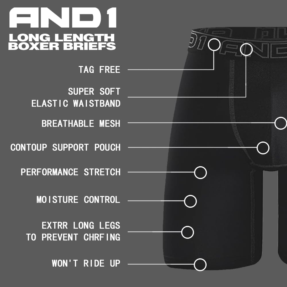 AND1 Sport Boxer Shorts 5 Pack Calzoncillos Hombre Calzoncillos Hombre Retro Boxer Brief Ropa Interior Deportiva Retro Pantalones con Pernera Normal o Larga