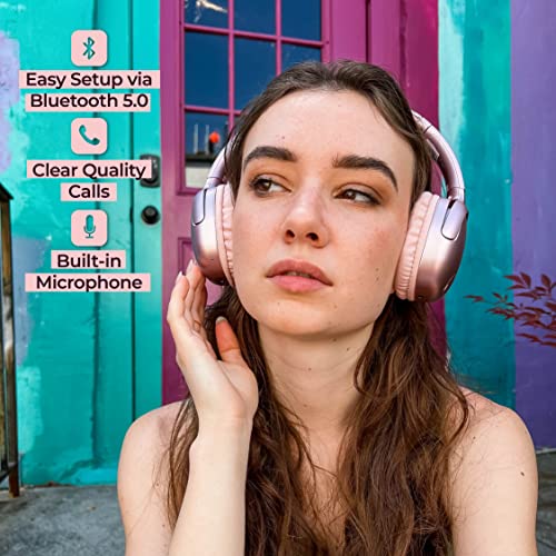 Powerlocus Bluetooth Headphones Over Ear, [Bass-Mode Button] Wireless Headphones, Foldable Hi-Fi Stereo, Soft Memory Foam Earmuffs, Metal Extendable Sides, Headset With Microphone For Phone/Pc/Tv #TOP4