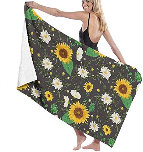 RUiillg Beach Towel Microfiber,Oversized Bath Towel Pretty Sunflowers Beautiful Towels For Sports Quick Dry Bath Wrap 80×130cm