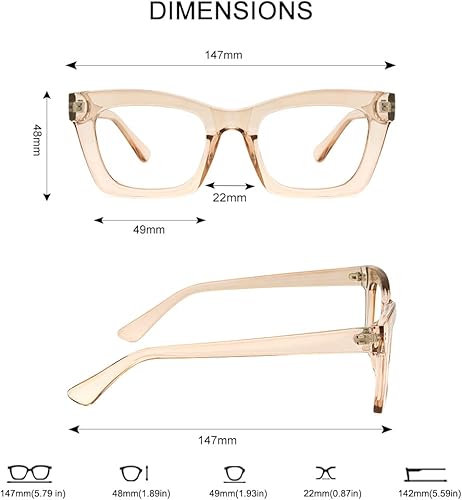 Miniatura 4 de JiSoo Gafas de lectura de ojo de gato de gran tamaño para mujeresdamas, elegante marco TR90 para lectores de ojo de gato