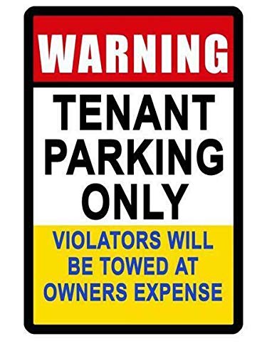 Eletina Exclusive Tenant Parking Sign, Apartment Rental Area Parking Reminder Metal Poster Wall Decor, 12x8 Inch