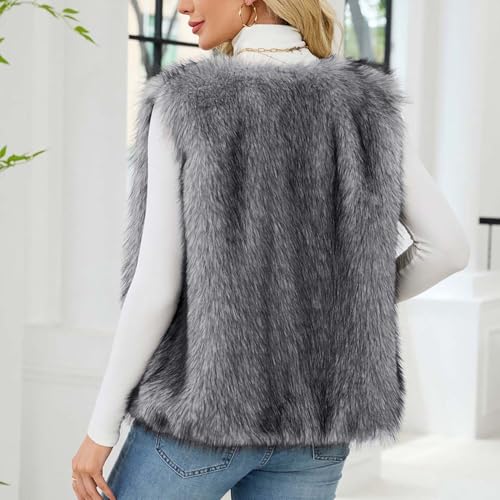 Faux Fur Vest Women Plus Size Open Front Vest Winter Sleeveless Jackets Fleece Fuzzy Vests Casual Vests4