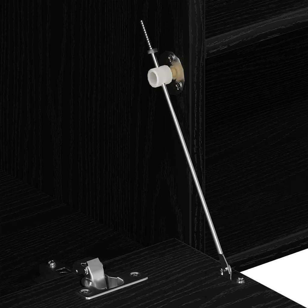 Szafka TV z czarnego dębu z materiału drewnopochodnego 120 x 34 x 37 cm, szafka pod telewizor z 1 drzwiami i 2 otwartymi półkami, miejsce do przechowywania do salonu, sypialni, do gier i