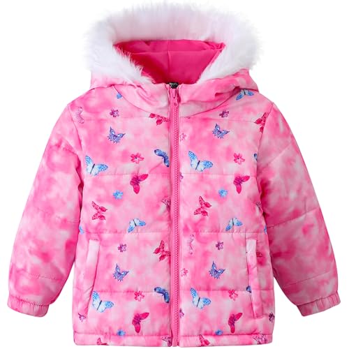 Baby Girl Winter Jacket Toddler Hooded Cute Printed Unicorn Coat Outdoor Ski Jacket Snow Suit