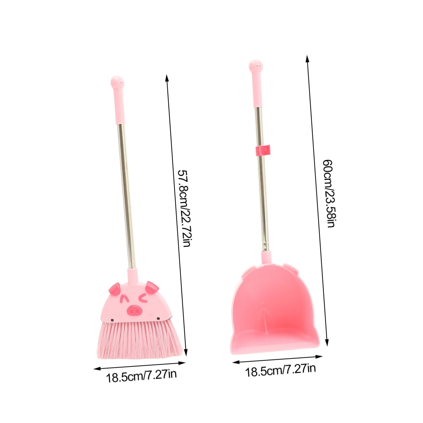 FRCOLOR Juego de Escoba y Recogedor para Fomentar la Responsabilidad y Limpieza Hogar en Color Rosa para Niños Material PP y Pet, Diseño Pequeño y Divertido