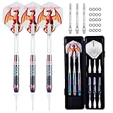 MageRabbit Juego de 3 dardos profesionales de punta suave, 18 g, diseño de dragón arcoíris, plástico, con 15 plumas en 5 colores, para dianas electrónicas