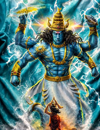 Image of STAND OUT All Over Printed Shiva, Krishna, Hanuman, Kali, Ram and Ravana, Ramayan, Bagavath Githa, Buddha Religious, Spiritual, Hindu Gods T-Shirts