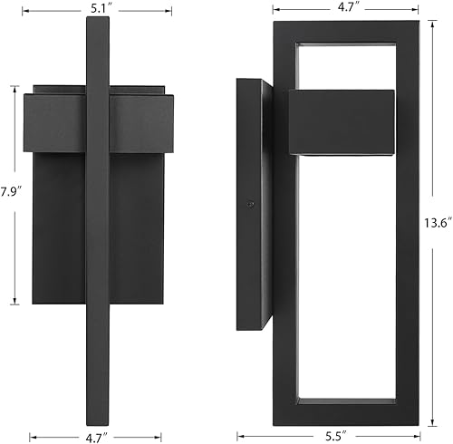Miniatura 5 de LamQee Luces de Pared Exteriores Modernas, Iluminación Exterior Integrada de 3000K, Apliques de Pared LED, Luces de Montaje en Pared Mate Negras