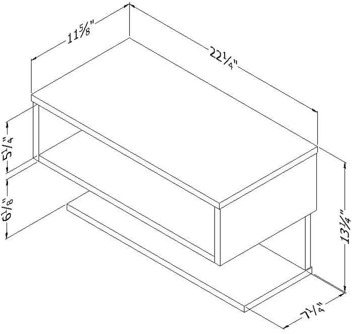 Pemberly Row Floating Nightstand Table with Drawer for Bedroom, Small Bed Side Table with Open Storage Space, Dark Grey