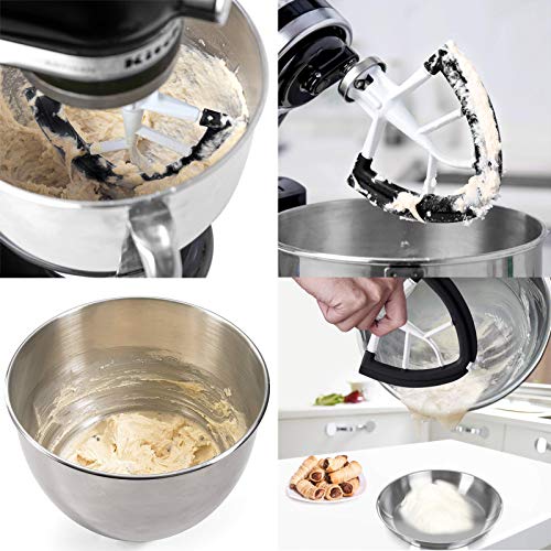 Flex Edge Beater for KitchenAid,Mixer Attachement Compatible With KitchenAid,Mixer Accessory,Fits Tilt-Head Stand Bowls For 4.5-5 Quart Bowls,Beater With Silicone Edges,Black