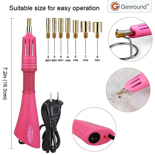 Genround Hotfix Rhinestones Applicator, Hotfix Applicator Tool Iron-on Wand Tool Set with 3 Boxes of Flat Back Gems Round Crystal Rhinestones/Storage Box/Tweezer/Gems Picking Pen for Clothes Shoes - Thumbnail 6