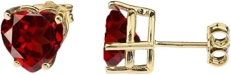 Fine 10k Yellow Gold January Birthstone Heart-shaped Earrings