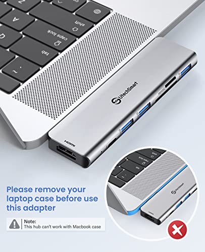 Usb C Hub Adapter Macbook - Utechsmart 7 In 2 Macbook Pro/Air Accessories Multiport Adapter With Thunderbolt 3 Port, 100W Pd 5K@30Hz, 40Gbps 4K Hdmi, 3*Usb3.0 Data Port Sd And Microsd Card Reader #TOP6
