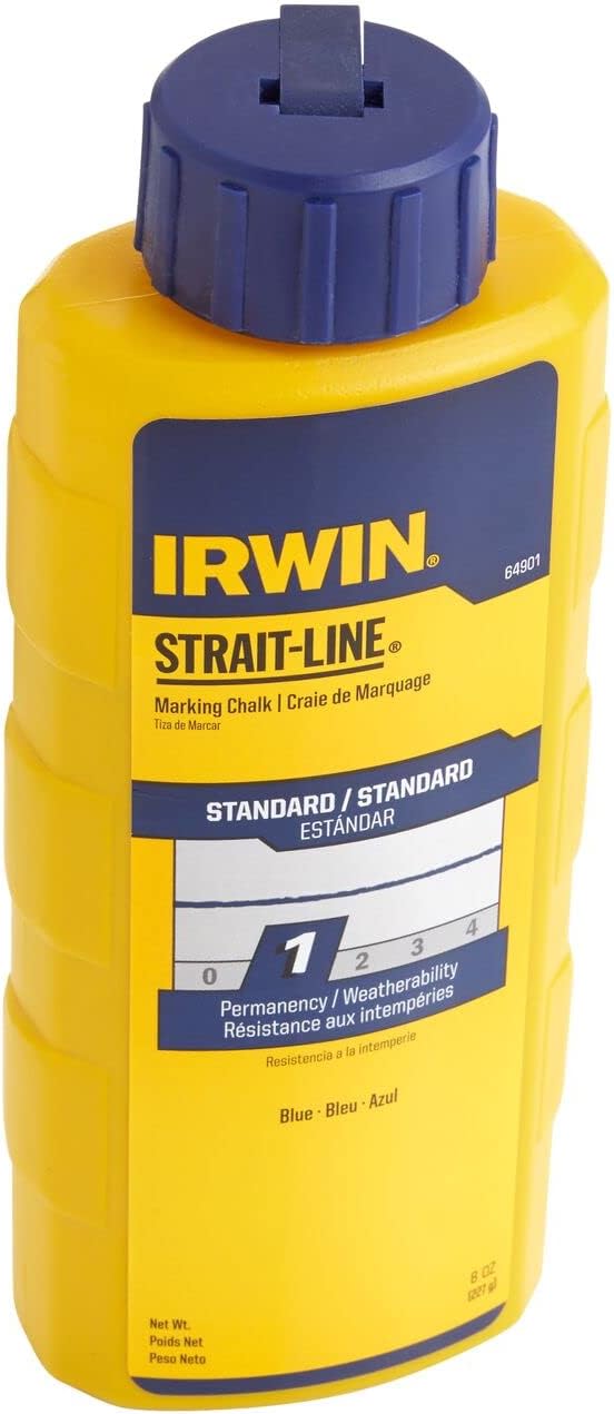 IRWIN Tools STRAIT-LINE 64901 Standard Marking Chalk, 8-ounce, Blue (64901)