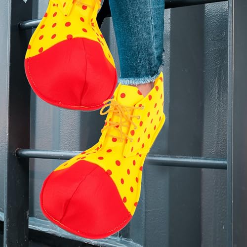 Happyyami Clown Schuhe Für Erwachsene Mit Verstellbarem Schnürsenkel Bunte Karneval Requisiten Für Halloween Fasching Und Kostümpartys Zufällige Farbe