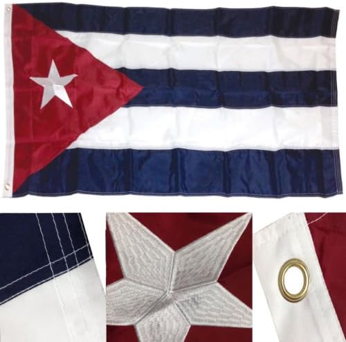Tradewinds Moon 3x5 Embroidered Cuba Cuban 210D Sewn Nylon Flag 3x5 Brass Grommets - Vivid Color and UV Fade Resistant - Prime Outside Garden Home Decor