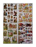 Glanzbilder Ostern Osterhase Eier Motiv Set aus 4 verschiedenen Papierbögen zum Basteln und Verzieren Poesiebilder Deko EF SET 5