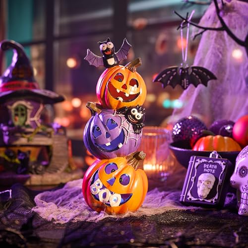 🎃 Lustige Halloween Deko: 25cm Harz Kürbis Figur mit LED Licht – Gruselige Tischornamente für die perfekte Halloween Party! 👻 – Bild 3
