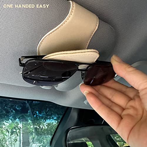 Vexplo 2Pcs Sunglass Holder For Car Sun Visor, Magnetic Leather Eyeglass Hanger Clip Universal Fit For Both Thin & Thick Leg Glasses And Tickets Cards, Great Car Sunclass Holder Gifts #TOP3