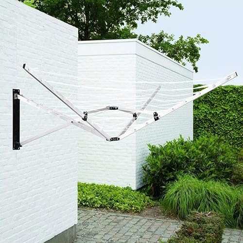 OAKHIVE 5 Arm Rotary Airer - 26m Folding Cloth Airer for Indoor & Outdoor - 5 Arm Wall Mounted Rotary Washing Line for Outdoor Clothes Dryer with Adjustable Height Drying Rack with Fixings