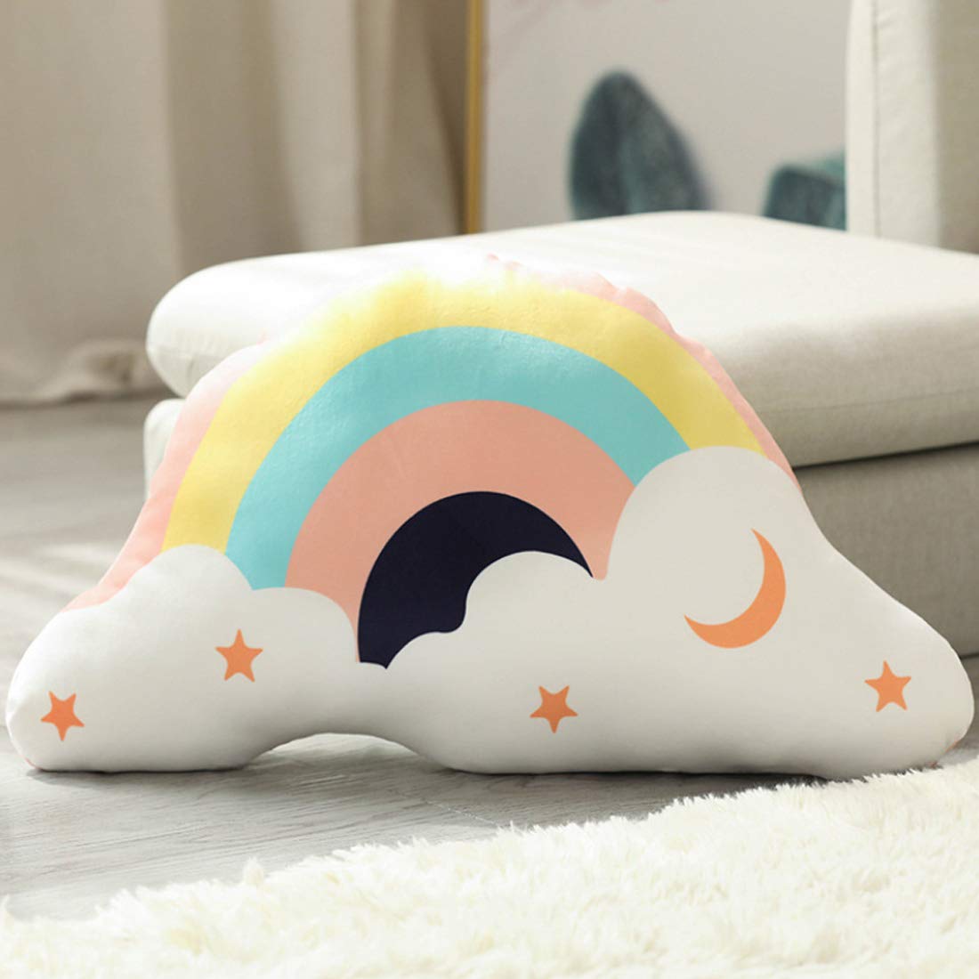 Crazyify Rainbow Shape Printed Pillow For Kids| Boys |Girls - Velvet Pillow For Kids | Pillow For Children Room (Size-40Cm), Multicolor (B09ZQV9MYM) Amazon Price History, Amazon Price Tracker