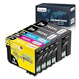 OfficeWorld Remanufactured Ink Cartridege Replacement for Epson 702 XL 702XL Used for Workforce Pro WF-3720 WF-3730 WF-3733 All-in-One Printer, 5 Pack (2 Black, 1 Cyan, 1 Magenta, 1 Yellow)