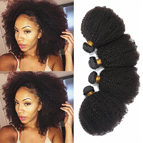 Remeehi Extensiones o postizo de pelo natural, rizo pequeño, estilo afro, moreno, color natural