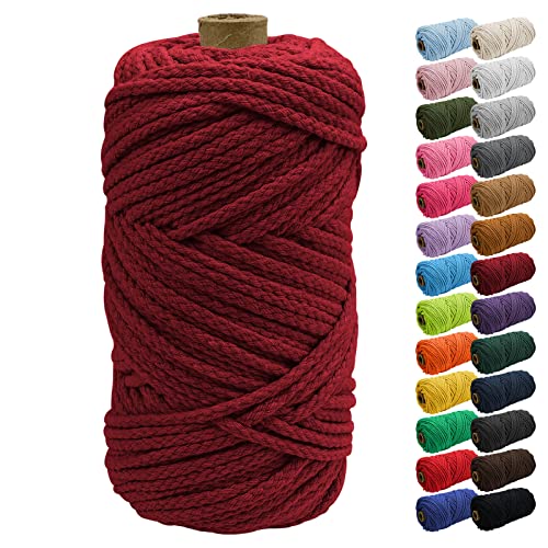Uiopa Macrame Cord 5mm x 90m, Thick Macrame Rope 8-Strand Braided Cotton Rope