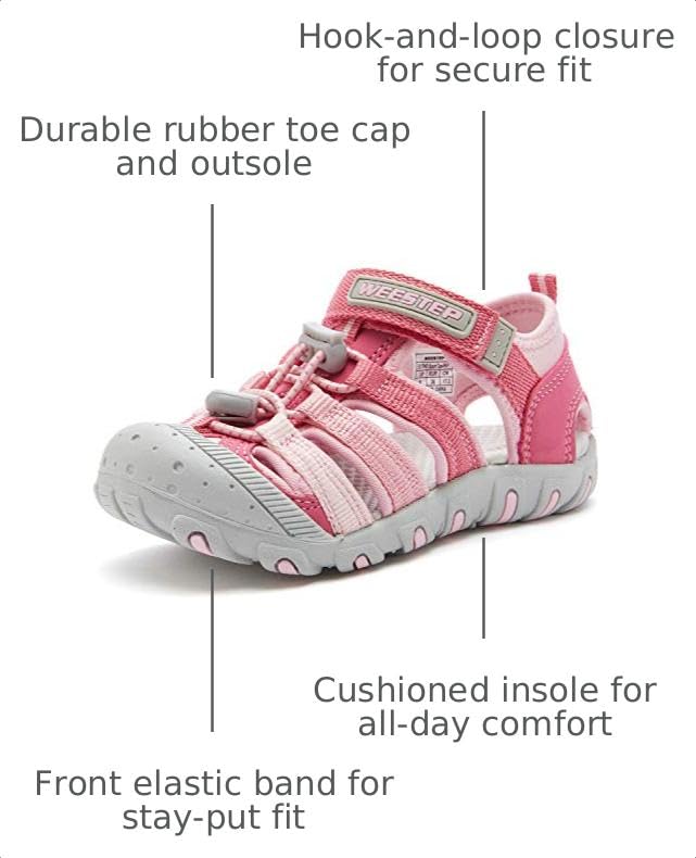 Image of Weestep Toddler Little Kid Boys and Girls Close Toe Hook Loop Sandal