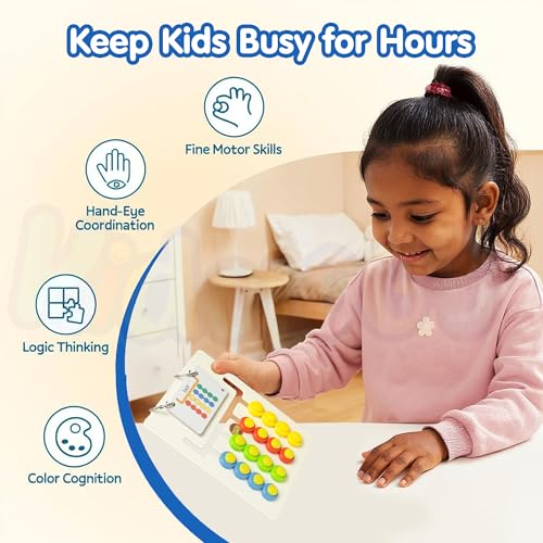 Image of Kidology Kids Montessori Slide Puzzle | Color & Pattern Matching STEM Learning Toys for Kids 4-8 Years | Travel Friendly Birthday Gift for Boys & Girls | Educational Activity Toy for 4,5,6,7
