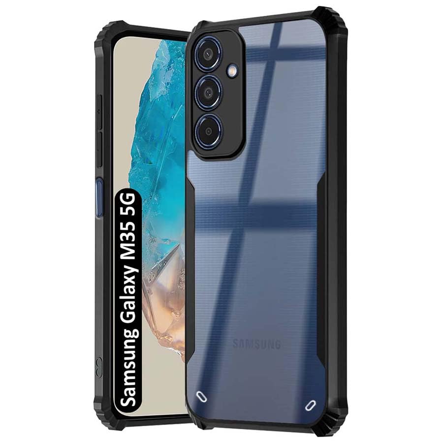 Fashionury Shockproof Crystal Clear Back Cover Case for Samsung Galaxy M35 5G | Protective Design | 360 Degree Protection | Transparent Back Cover Samsung Galaxy M35 5G (Black Bumper) (B0D97W8GC6) Amazon Price History, Amazon Price Tracker