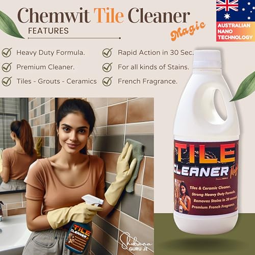 Image of Chemwit Tile Cleaner Liquid Strong - Heavy Duty - Australian Technology for Bathroom & Kitchen Floor & Wall Tiles - Removes Stains from Tiles - Grouts - Ceramics.